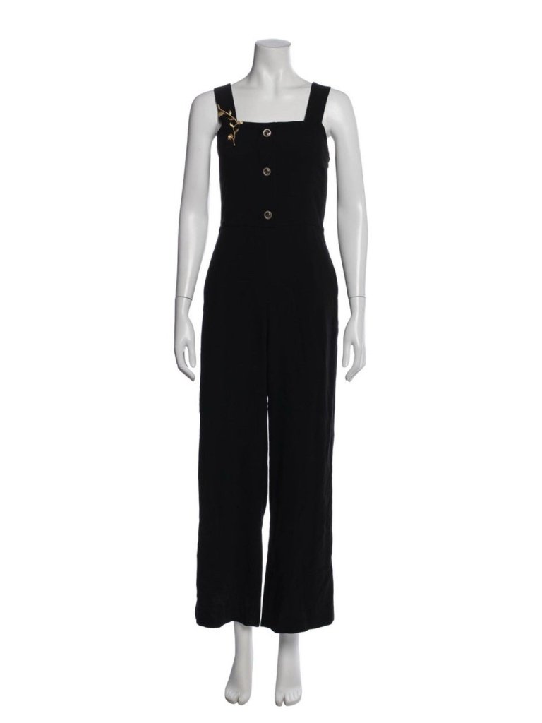 Maje Authentic Vintage Black Gold Embroidered Tank Long Jumpsuit 40 Medium Us 8